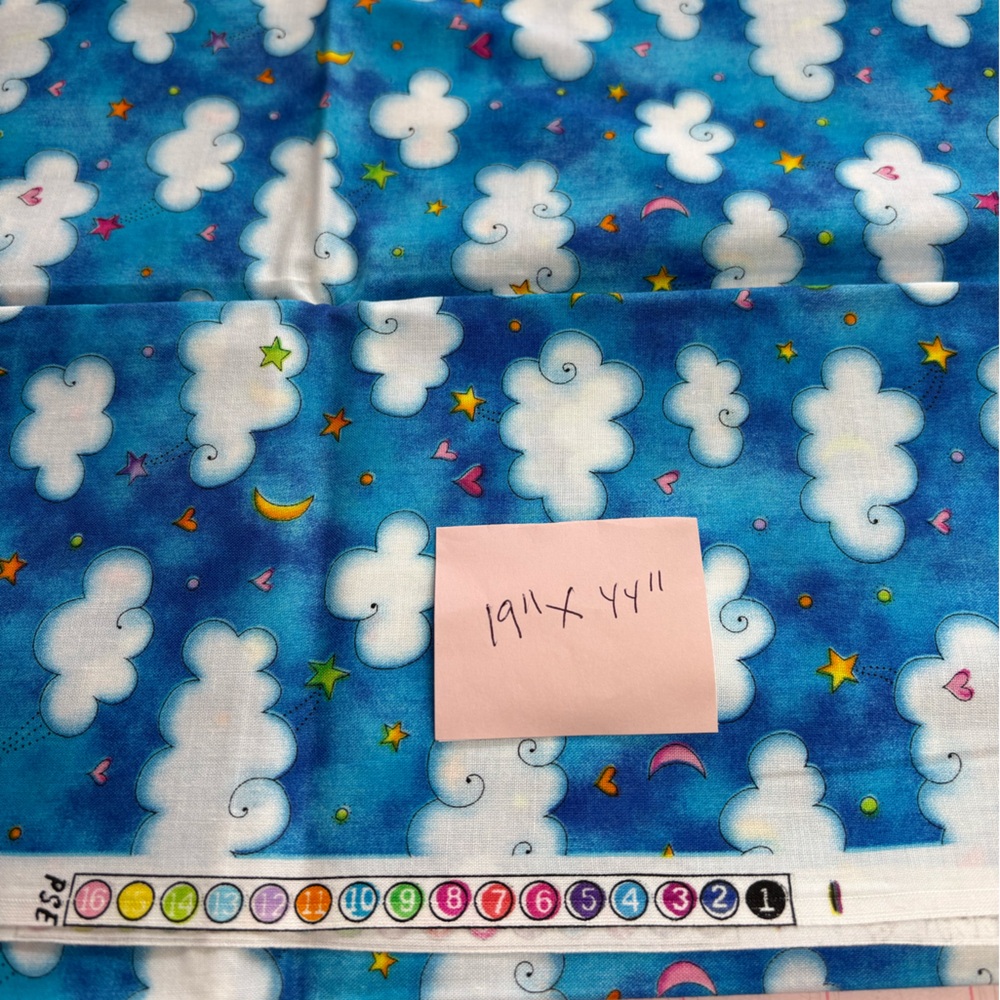 Whimsical Cloud Fabric - 1/2 yard cut - 100% cotton